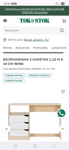 Escrivaninha Nova TOK&STOK