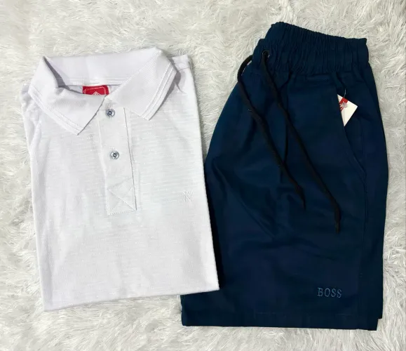 Kit Bermuda Sarja e Camisa Polo