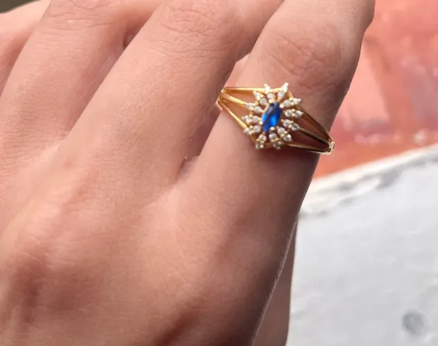 Anel Clássico Com Banho de Ouro 18K Aro 14