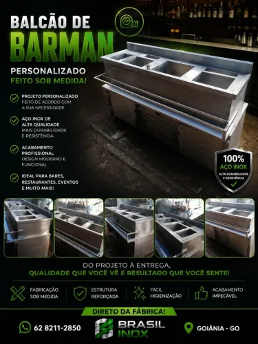 Balcão barman em aço inox