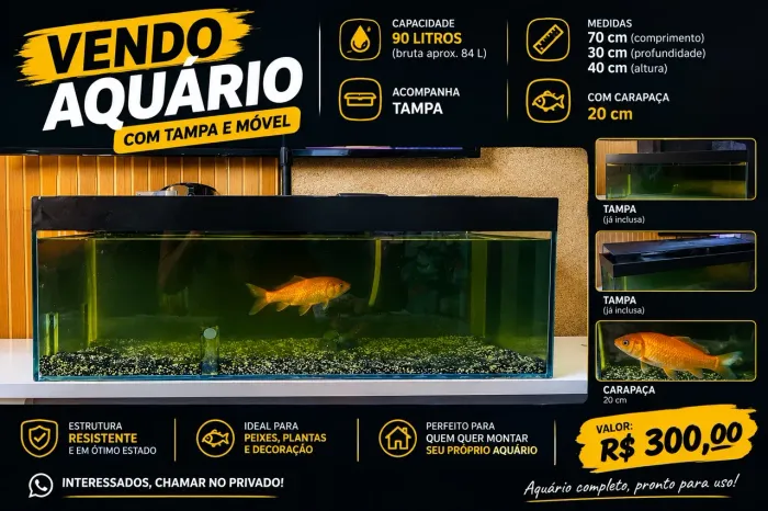 Aquário 90 litros com CARPA