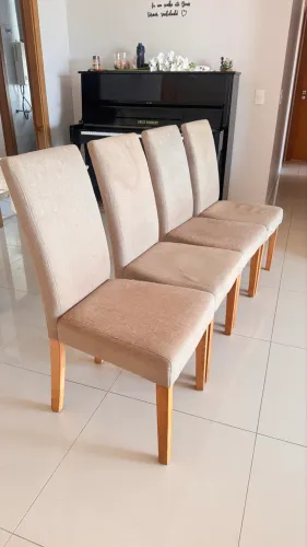 Conjunto 4 Cadeiras para Sala de Jantar Espanha Bege/Ypê