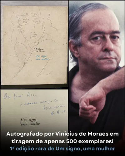 Autografado por Vinicius de Moraes - 1ª edição rara de Um Signo Uma Mulher