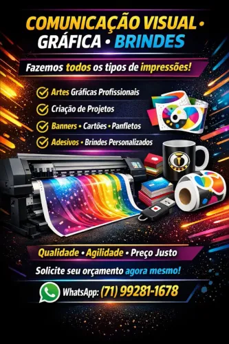 Serviços gráficos, Comunicação visual e Brindes.