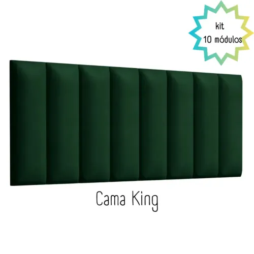 CABECEIRA MODULAR ESTOFADA SUEDE VERDE MILITAR- Cama King / Solteiro / Casal