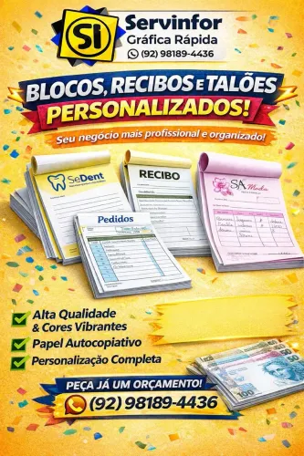 Blocos, Recibos e Talões Personalizados