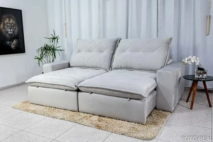 Sofá Retrátil Reclinável Hug 2.50m Espuma D33 rf637m