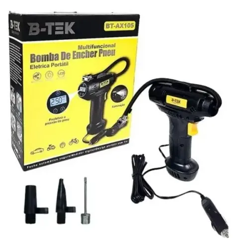 Bomba Compressor De Ar Encher Pneu Automático Portátil Carro Elétrica Multifuncional