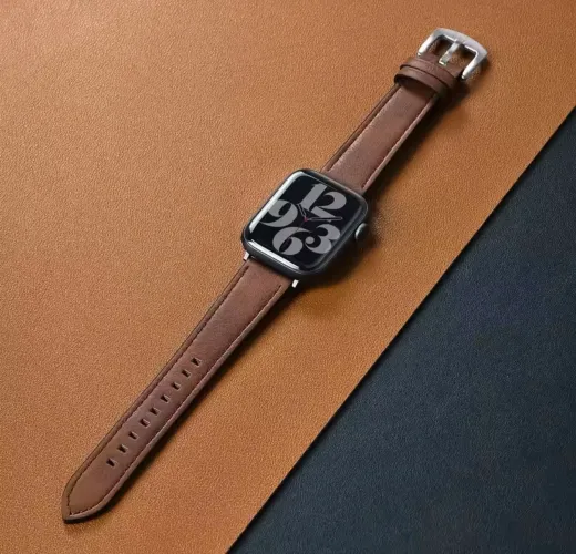 Pulseira Apple Watch Couro Sintético Marrom Médio 42, 44, 45, 46, 47 e 49mm