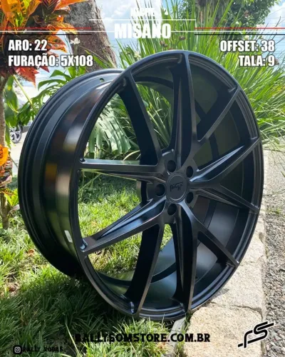 Jogo De Rodas Niche Misano Preto Semi-Brilho 5x108 - 22x9