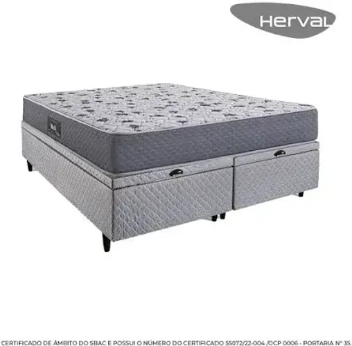 Cama Baú + Colchão Black Graphite Queen 