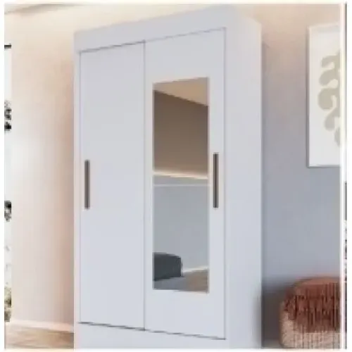 Guarda-Roupa Branco com Espelho - Design Moderno