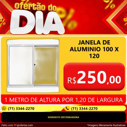 JANELA DE ALUMINIO 1 METRO POR 1,20 METRO - CENTRAL ALUMINIO