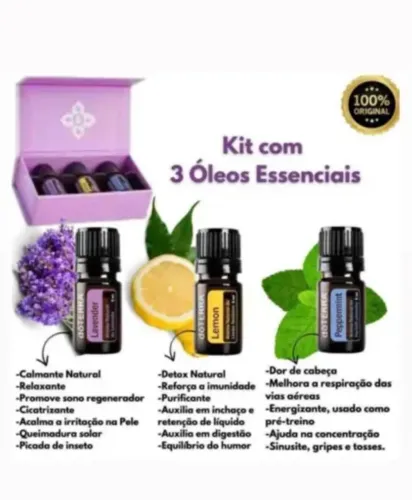 Kit com 3 Óleos Essenciais Doterra