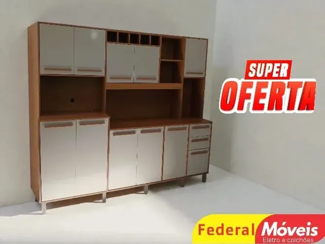 Armário Cozinha 200cm Off White MEGA OFERTA