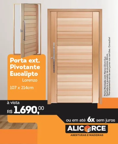 Porta Externa Pivotante Madeira Eucalipto - Lorenzo