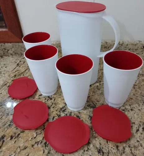 JOGO DE COPOS E JARRA ORIGINAL TUPPERWARE (NOVO)