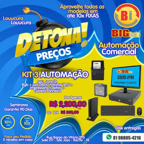 Kit automacao 3 Comercial Completo com 8 equipamentos - 10x - Garantia