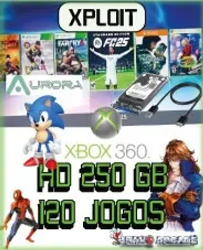 HD 250gb 120 jogos xbox 360