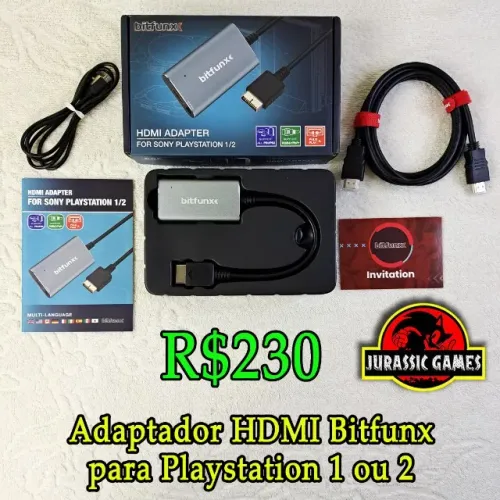 Adaptador HDMI para Playstation 1 ou 2. PS1 PS2. Novo. Bitfunx. Excelente qualidade. Envio