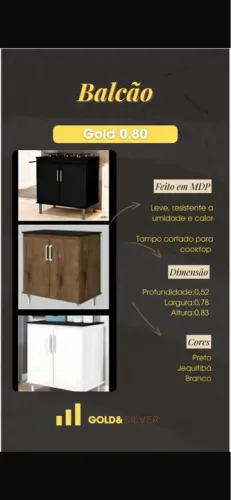 Balcão para coocktop Gold 0.78 AT:0,83
