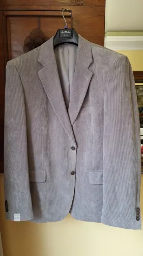 Blazer Masculino Veludo Cotelê Cinza Fatto a Mano - Tam 52/56