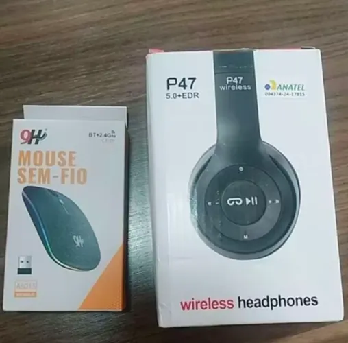 Vendo Kit Gamer/Home Office - Fone Bluetooth + Mouse Sem Fio RGB (Novos)
