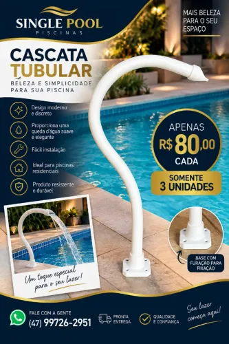 Cascata Tubular para Piscina - R$ 80 | Últimas 3 Unidades