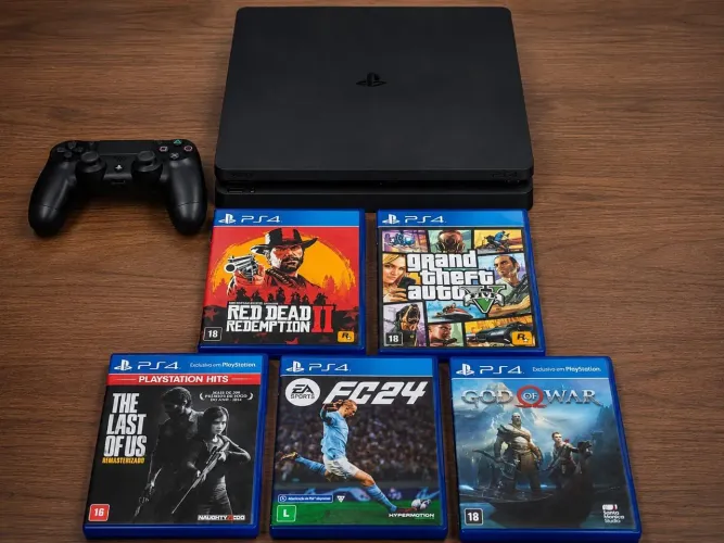 ? PS4 Slim 1TB + 5 Jogos