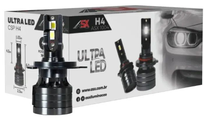 LED H4 ASX ULTRA POTENTE - VISIBILIDADE EXTREMA + ESTILO PREMIUM NO SEU FAROL!