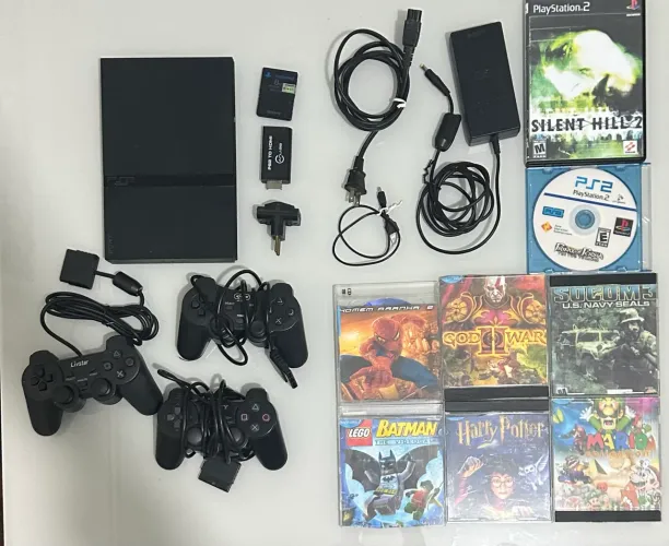 PlayStation 2 Slim Completo + 3 Controles + HDMI + Jogos | Funcionando