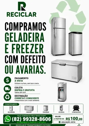 GELADEIRA E FREEZER COM DEFEITO? COMPRAMOS!
