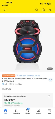 Caixa de Som Amplificada Amvox ACA 550 Strondo II 550W -