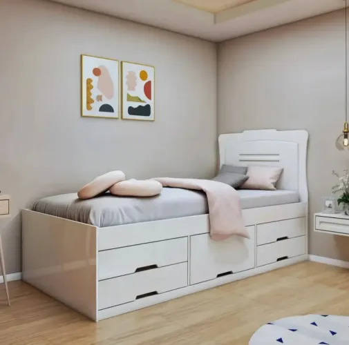 Cama solteiro branca