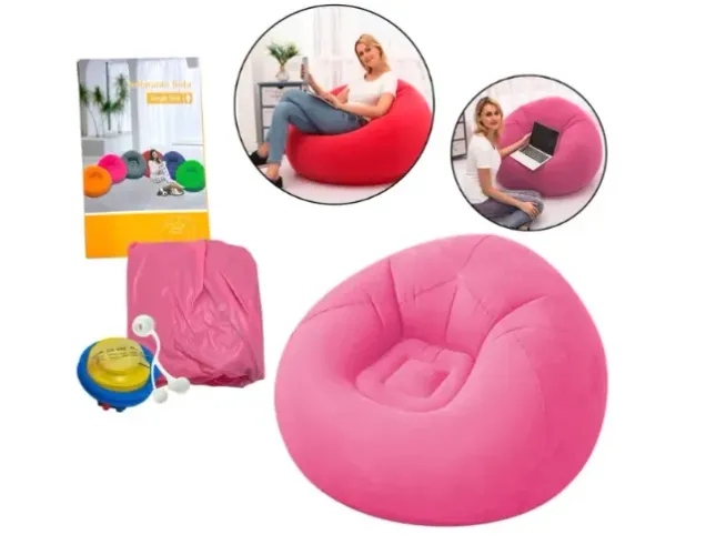 Sofá Poltrona Puff Inflável Beanless Deluxe Aveludado 