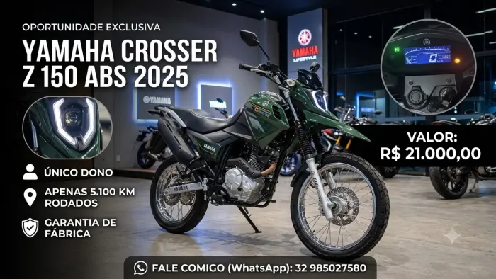 Yamaha Crosser Z 150 ABS 2025 - Único Dono - 5.100km - Na Garantia