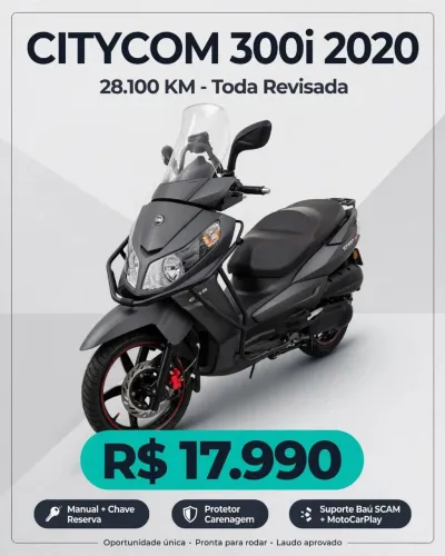 Citycom s 300i baixo km 2 dono com protetor de carenagem e motocarplay