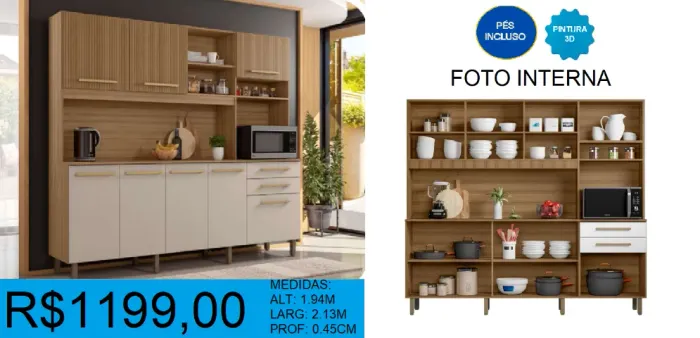 Armario de cozinha grande reposição - compre hoje e receba em até 72h