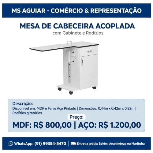 Mesa de cabeceira acoplada