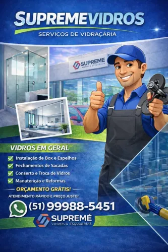  Vidraçaria completa! Box, espelhos, janelas, sacadas e manutenção. Peça já seu orçamento 