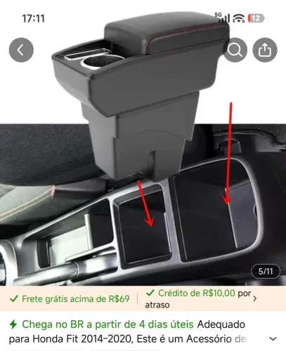 Apoio de braço Honda Fit 
