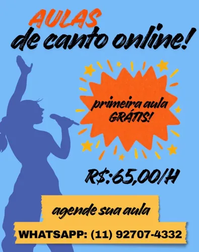 Aulas de canto on-line, primeira aula grátis