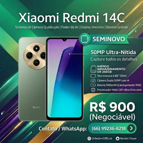 Celular redmi 14C em ótimo estado de conservação