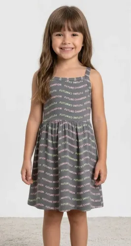 Vestido Evasê Cinza, MALWEE KIDS - Tamanho 4