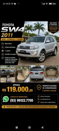 Toyota Hilux SW4 SRV D4-d 4X4 3.0 TDI Dies. AUT 2011