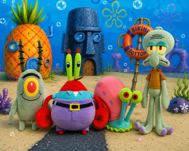 Turma do Bob esponja Guerry Lula molusco Sirigueijo e placton.
