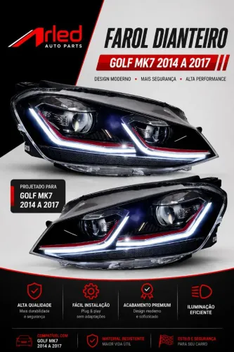 Par Farol Golf Mk7.5 Para Golf Mk7 Gti Tsi Msi 2014 2015 2016 2017 NOVO!!!