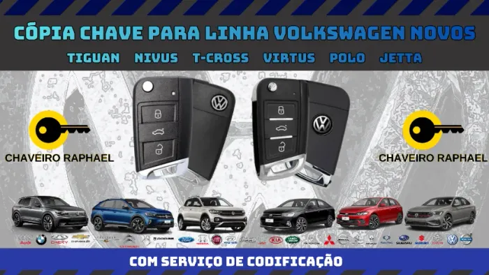 Chave Volkswagen Canivete Presença Polo Virtus T-Cross Completa Com Serviço de Codificação