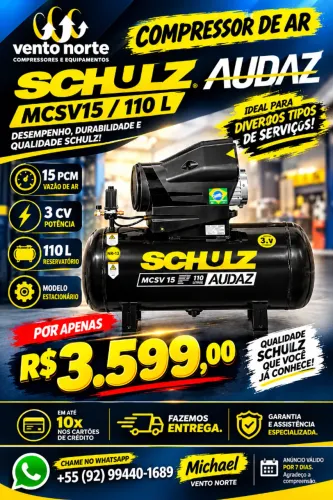 COMPRESSOR DE AR SCHULZ AUDAZ MCSV15 - 110L