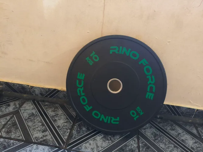 Anilha Olímpica Bumper Preta PRO Rino Force 10 KG